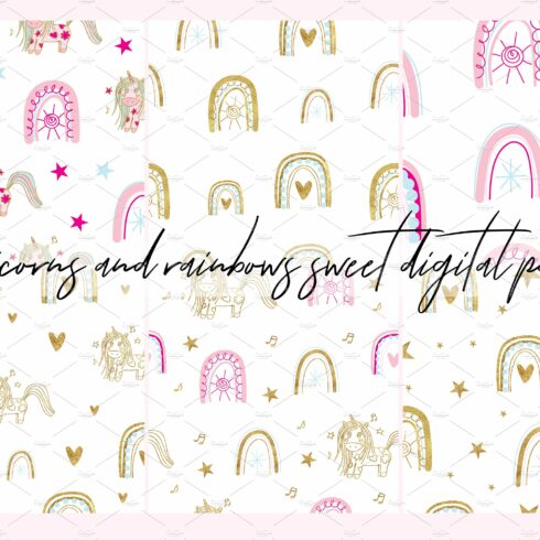 Unicorns and Rainbows Digital Paper cover image.