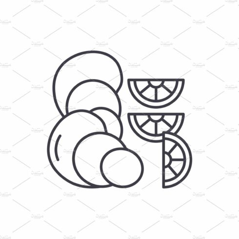 Oysters line icon concept. Oysters cover image.