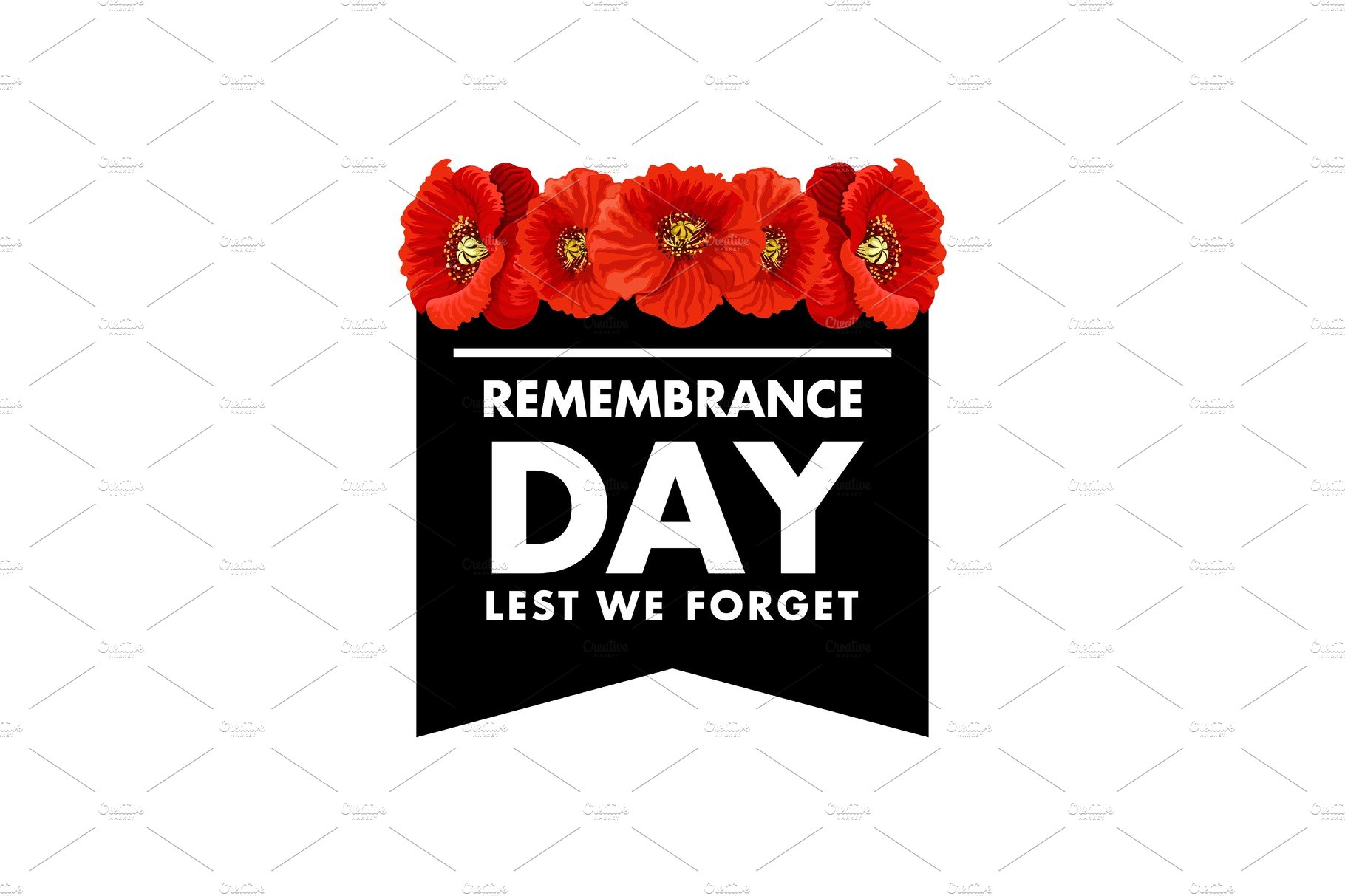 Remembrance day poppy with lest we forget text Vector Image