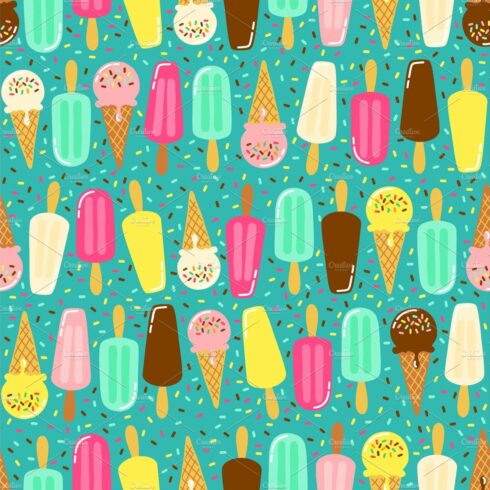 Cute Ice Cream collection seamless cover image.