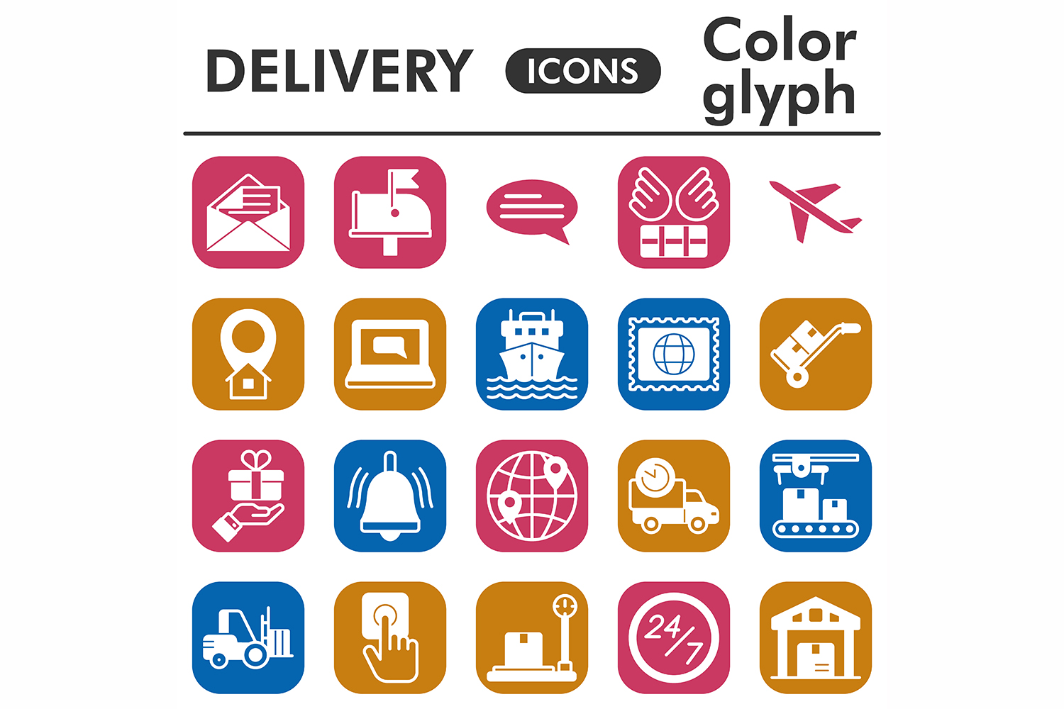 Delivery icons set, color glyph pinterest preview image.