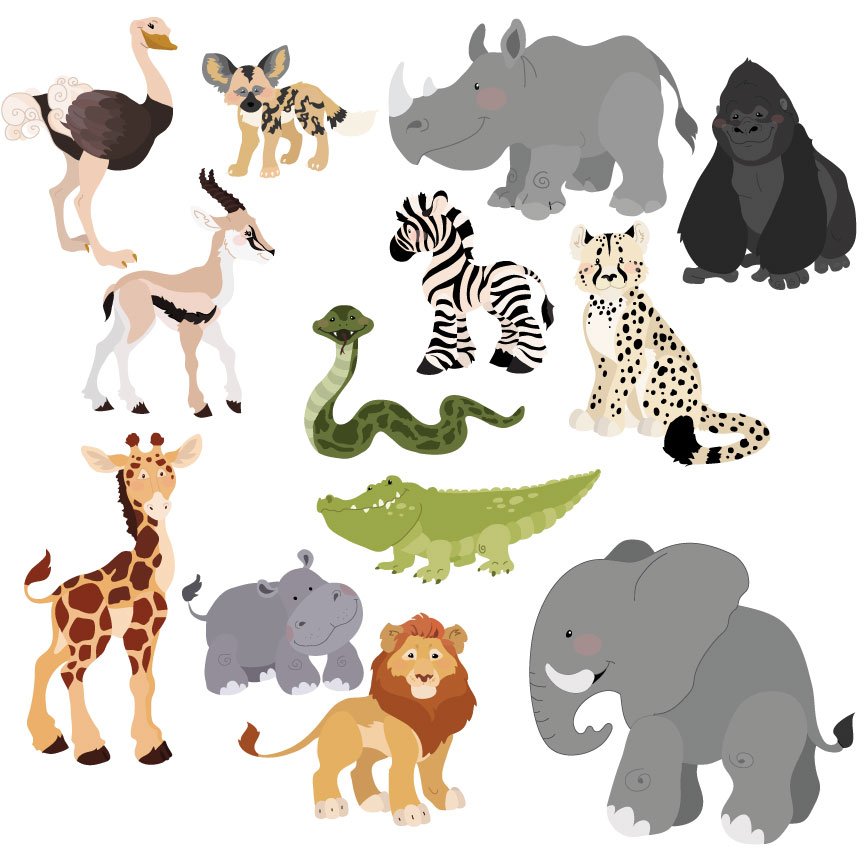 African Animals Vectors & Clipart preview image.