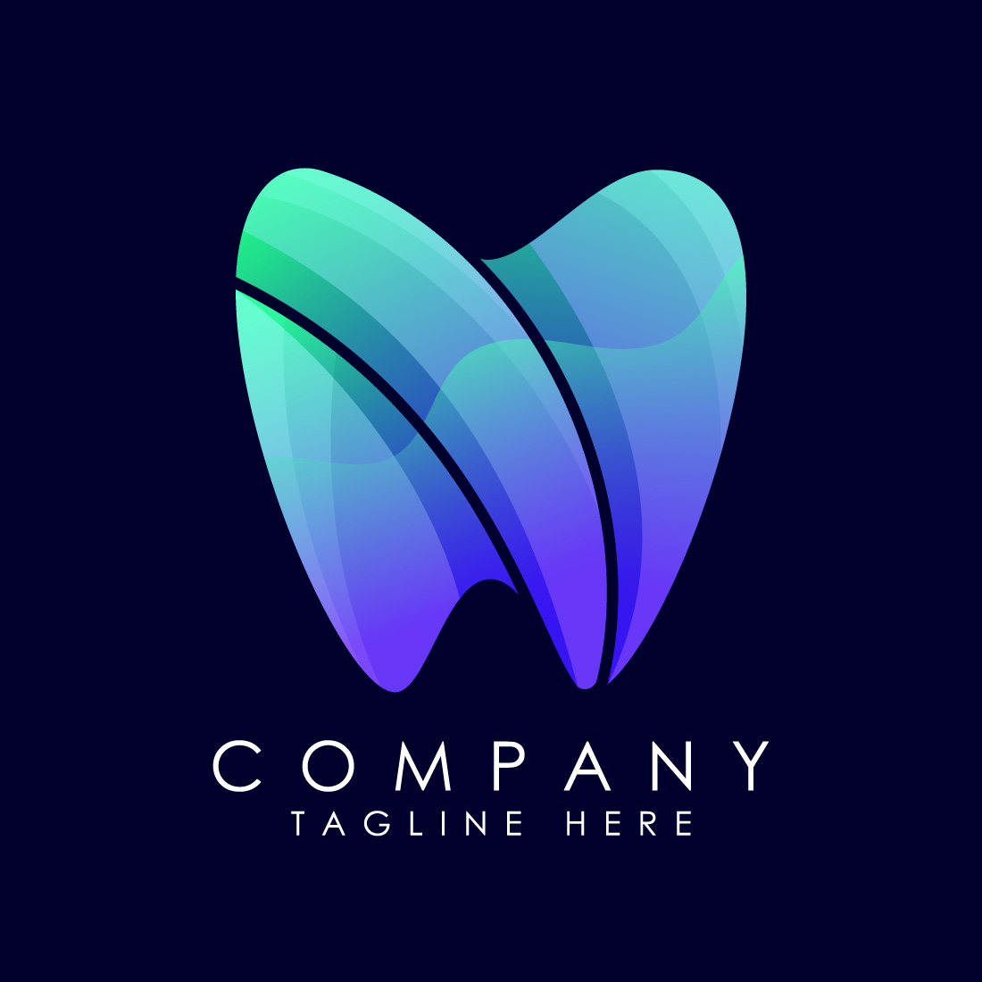 Dental clinic logo template, Dental gradient color logo design vector cover image.