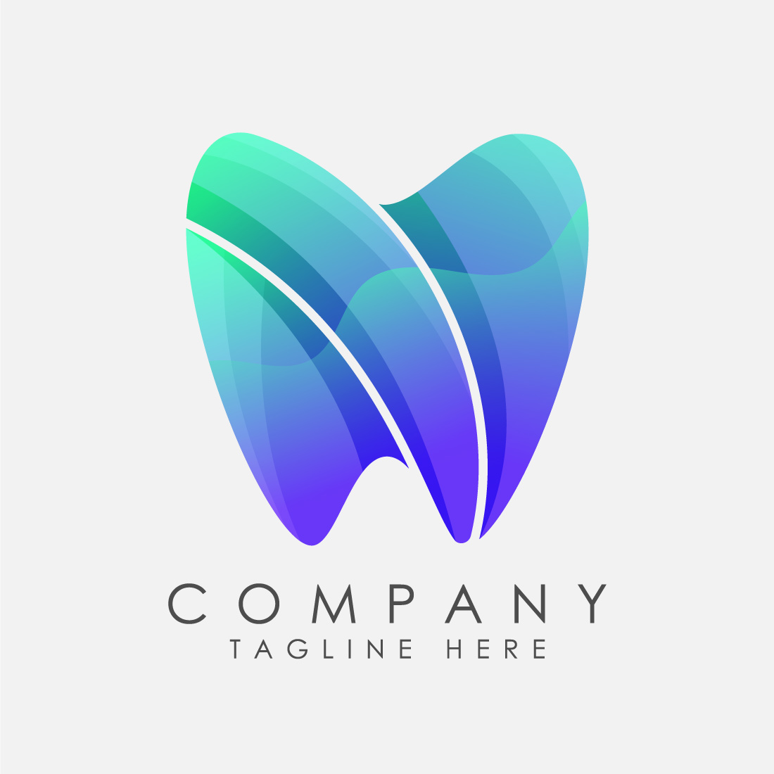 Dental clinic logo template, Dental gradient color logo design vector preview image.