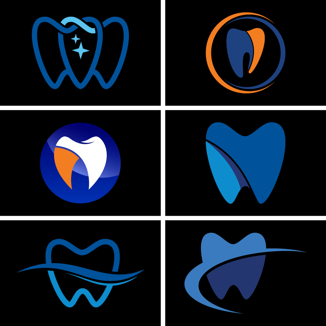 Dental clinic logo template, Dental gradient color logo design vector bundle cover image.
