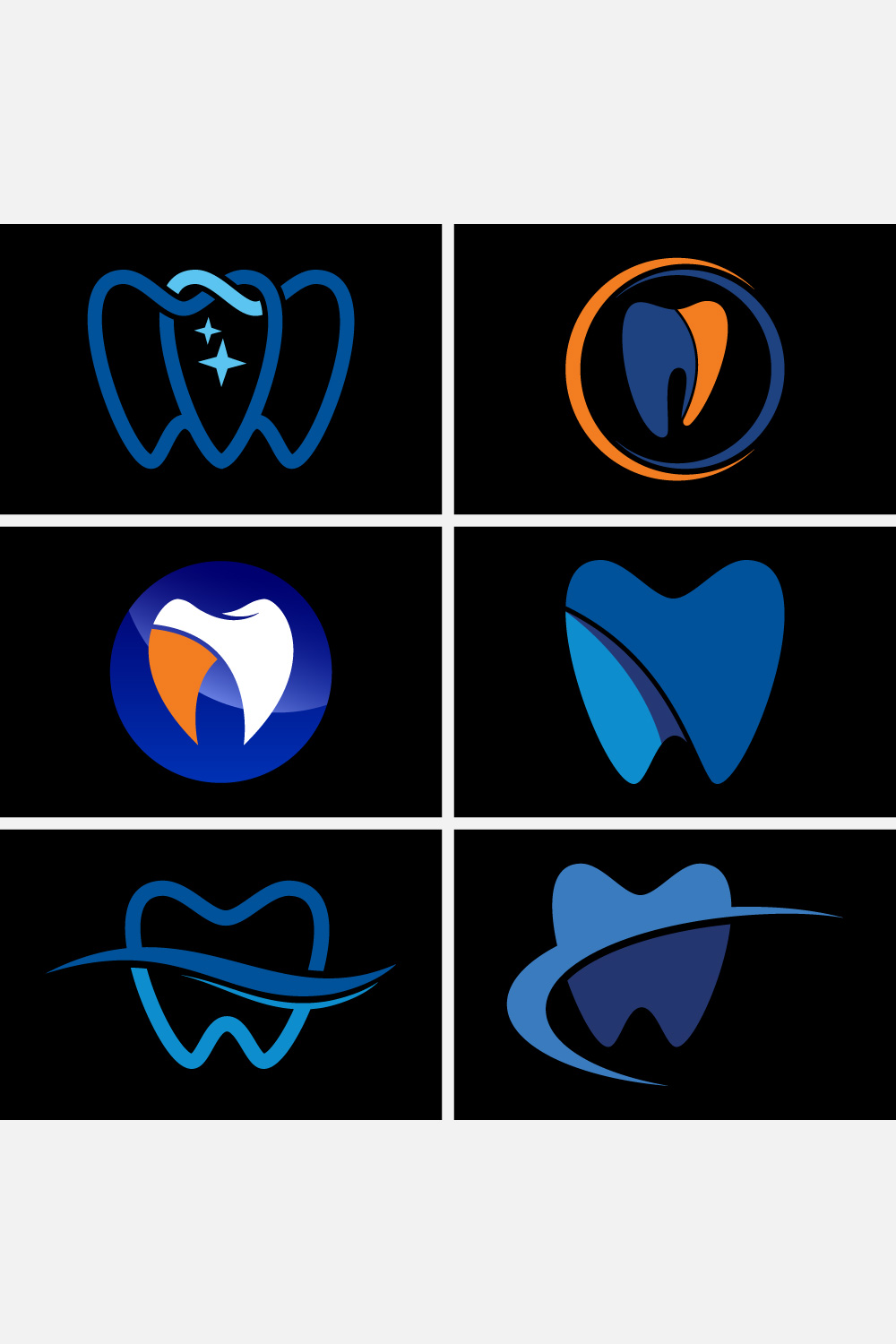 Dental clinic logo template, Dental gradient color logo design vector bundle pinterest preview image.