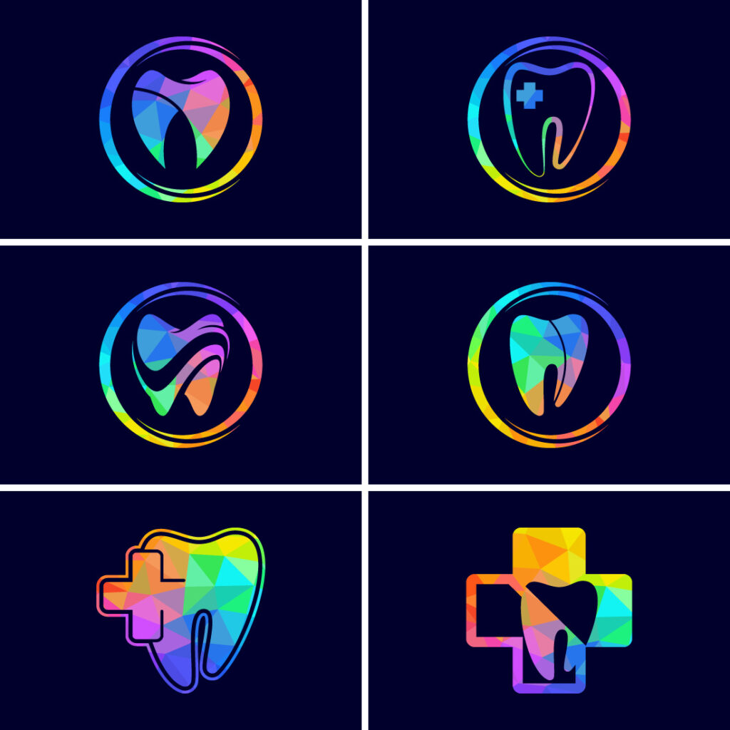 Polygonal tooth dental logo. Low poly style dental clinic logo vector