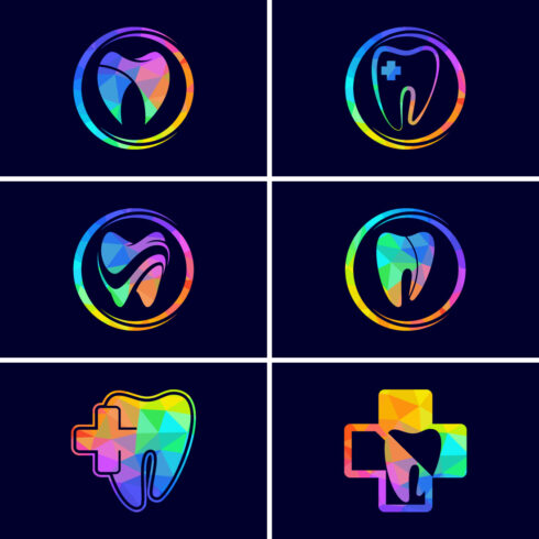Polygonal tooth dental logo Low poly style dental clinic logo vector illustration cover image.