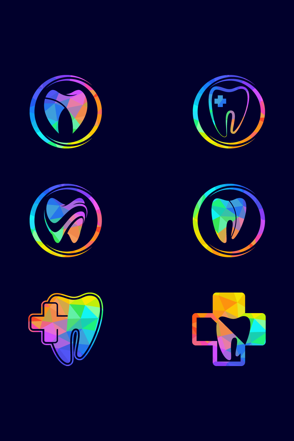 Polygonal tooth dental logo Low poly style dental clinic logo vector illustration pinterest preview image.