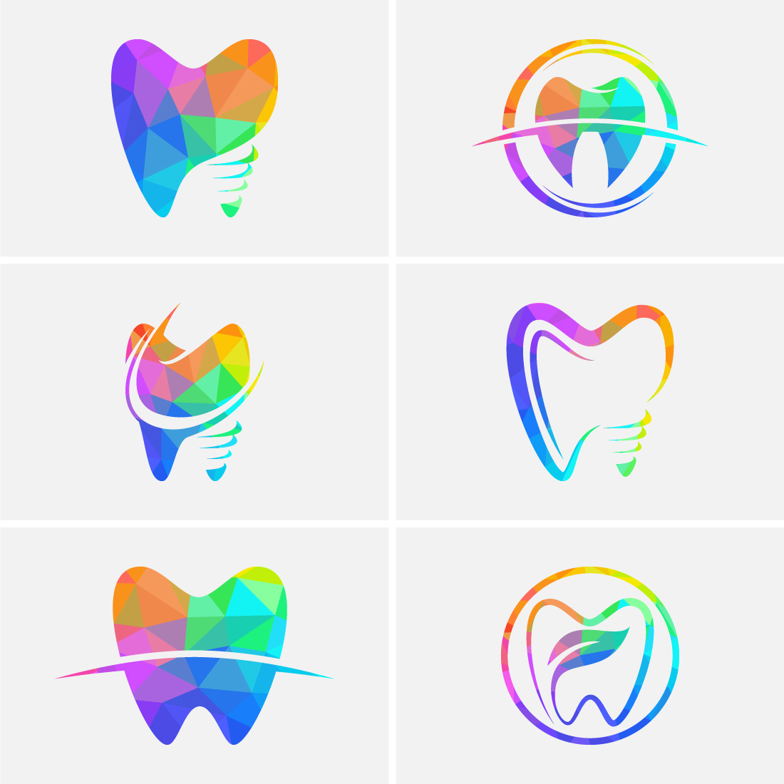 Polygonal tooth dental logo Low poly style dental clinic logo vector illustration preview image.