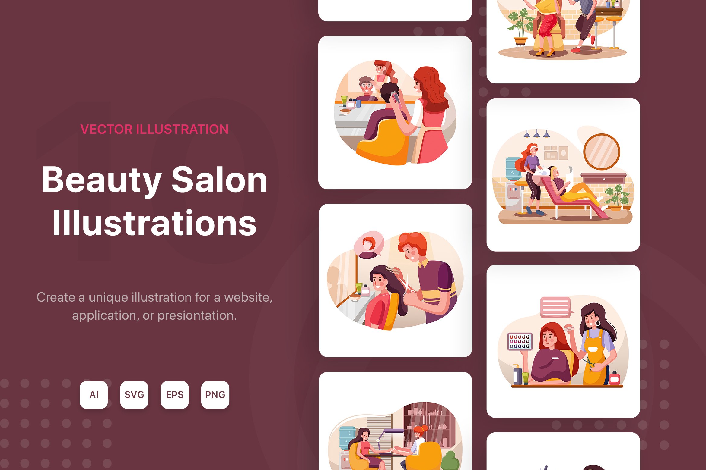 M116_Beauty Salon Illustrations cover image.