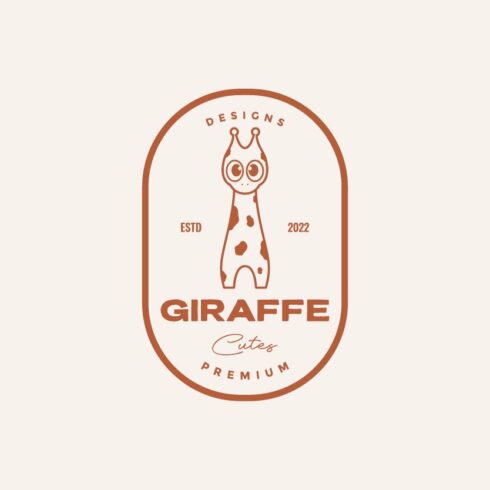 cute line giraffe with badge logo cover image.