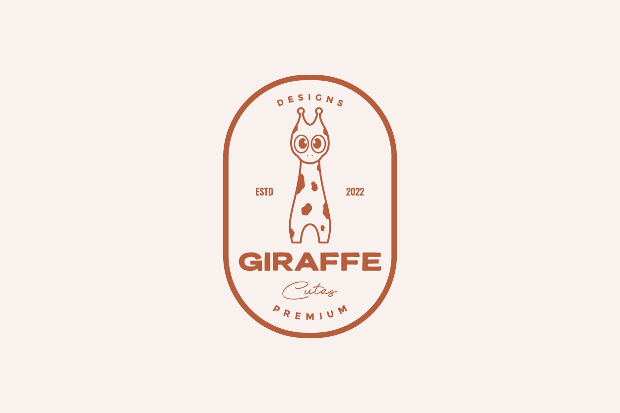 cute line giraffe with badge logo cover image.