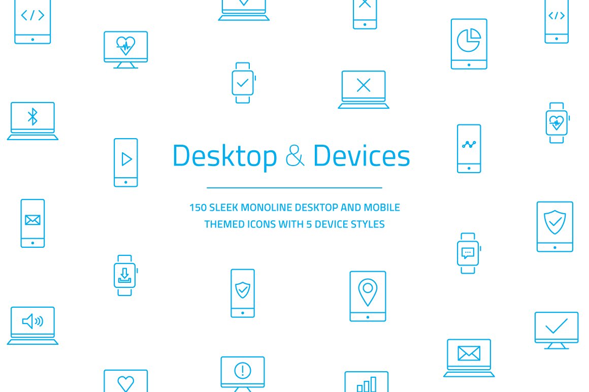 Desktop & Devices Vector Icon Set cover image.