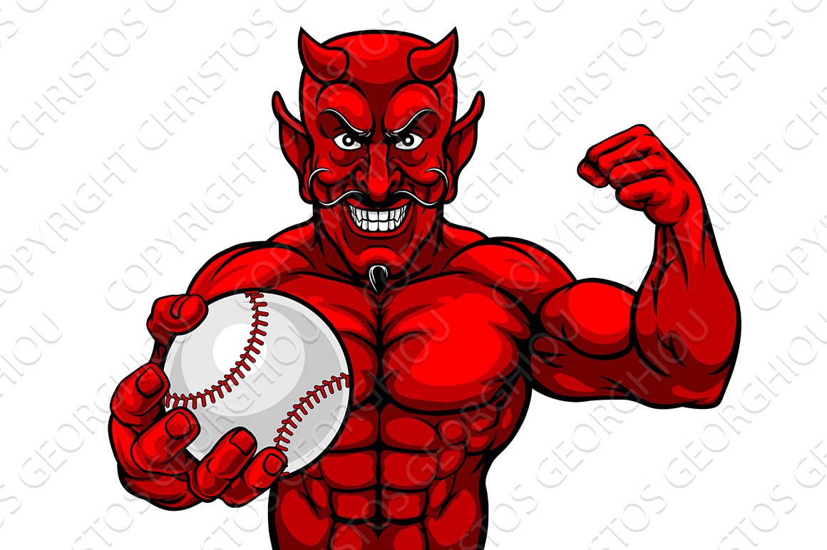 Devil Baseball Sports Mascot Holding cover image.