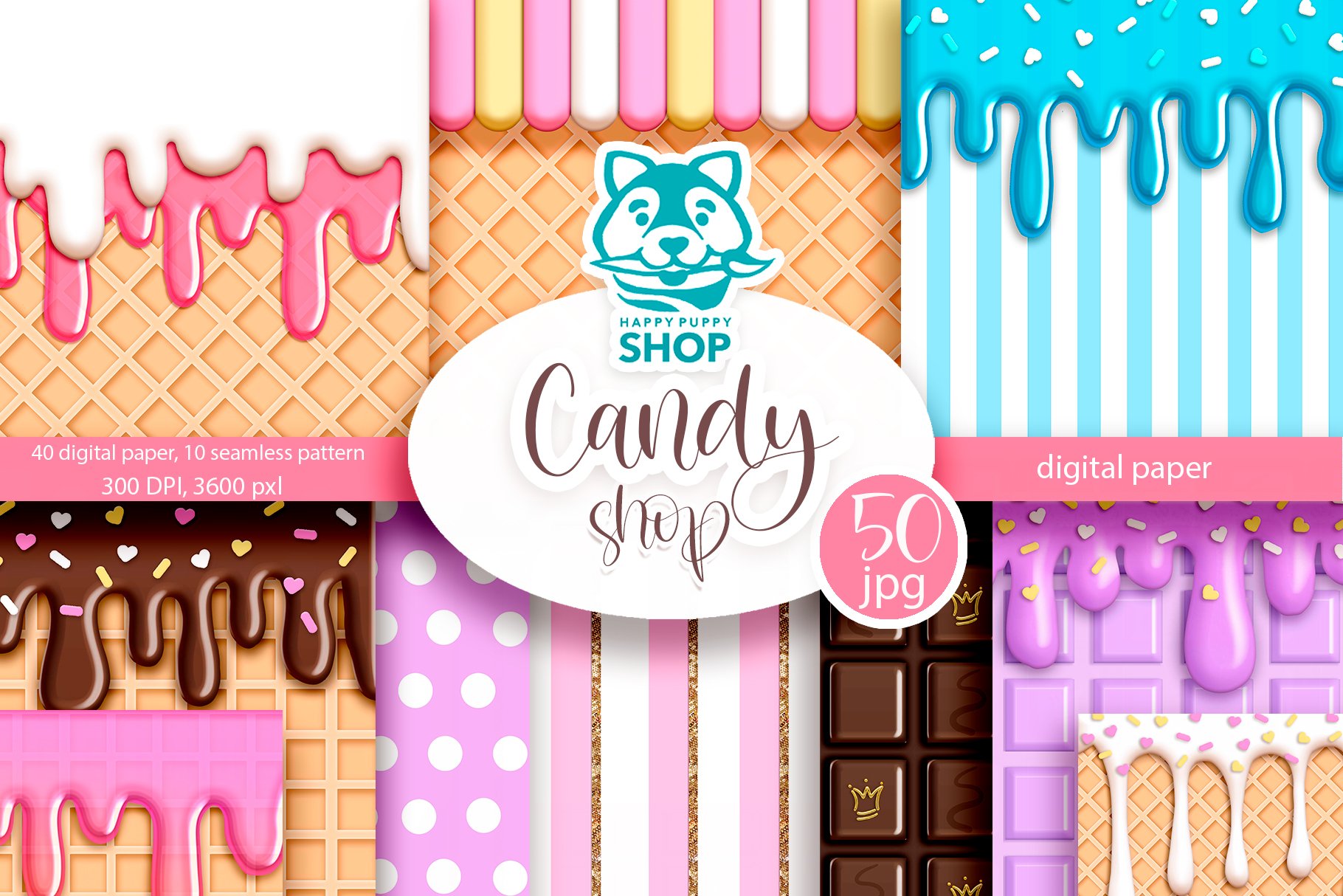 Candy shop digital paper cover image.