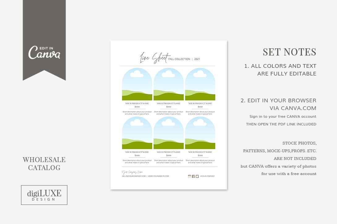 CANVA Wholesale Catalog Template preview image.