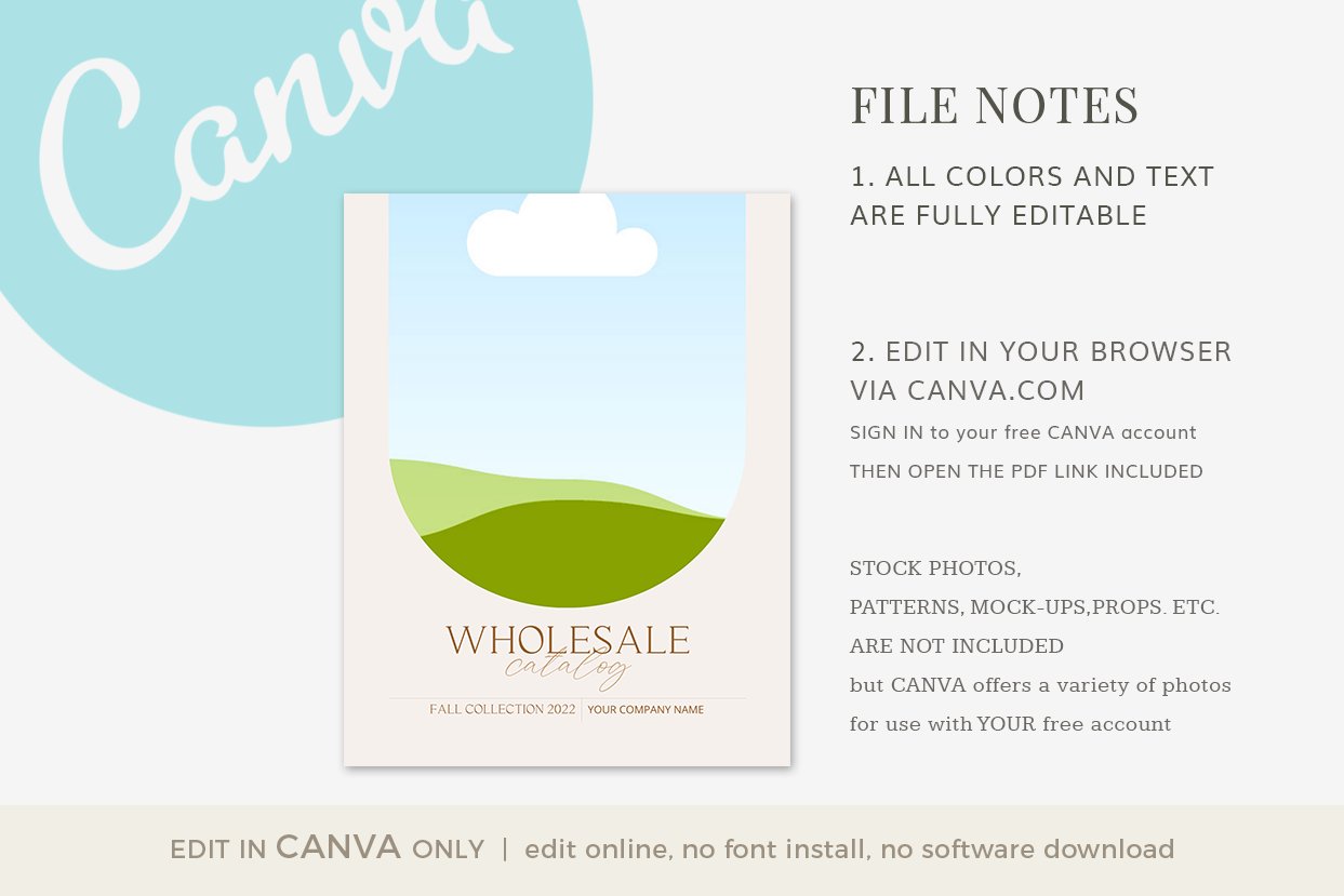 Wholesale Catalog Template CANVA preview image.