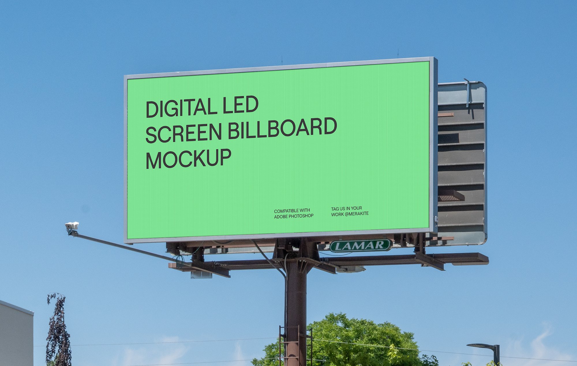 City Billboard with Trees PSD Mockup cover image.