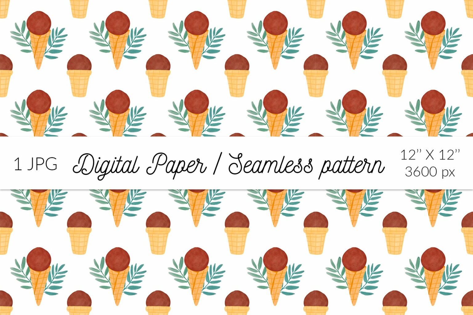 Watercolor summer ice cream patterns – MasterBundles