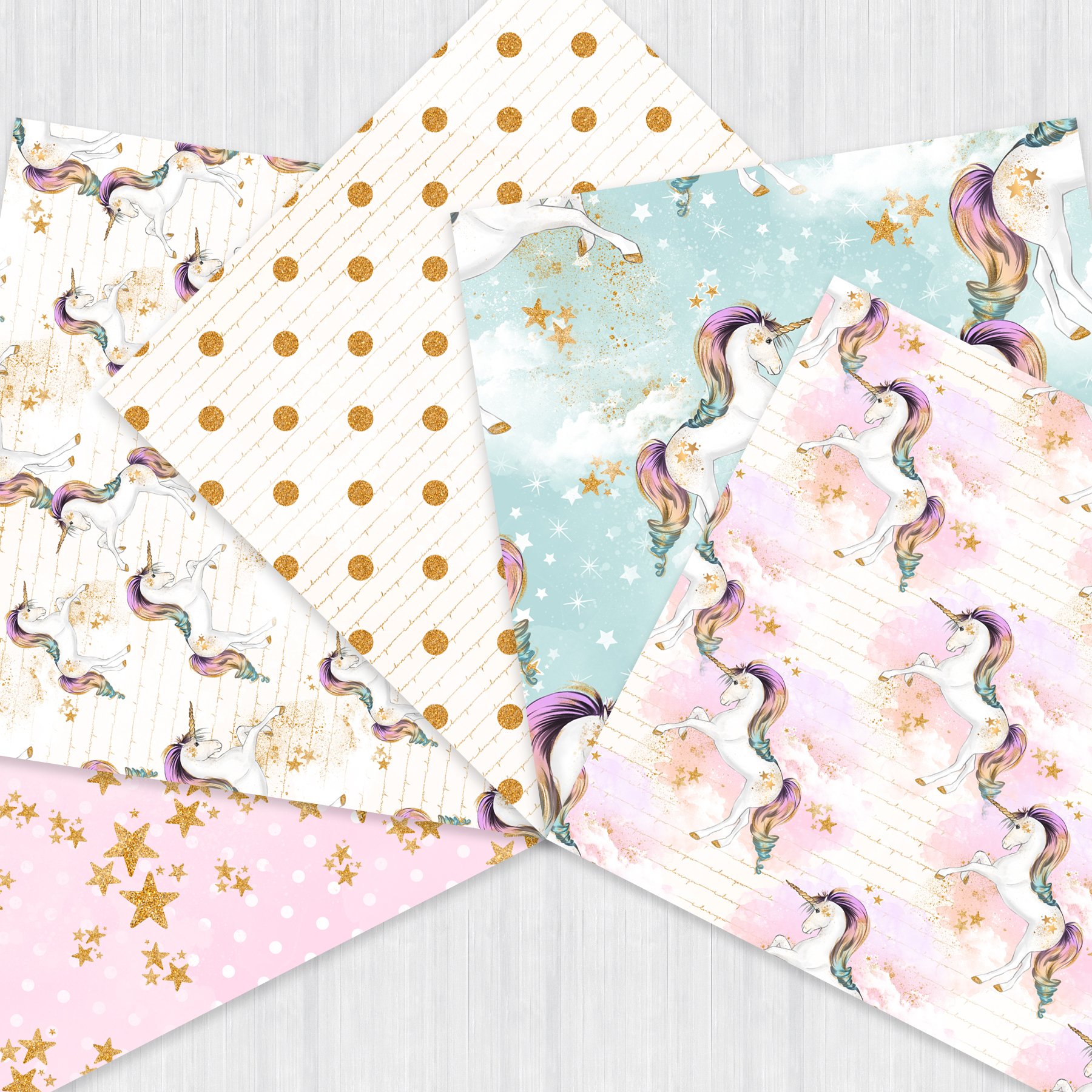 Unicorns and Rainbows Paper Pack preview image.