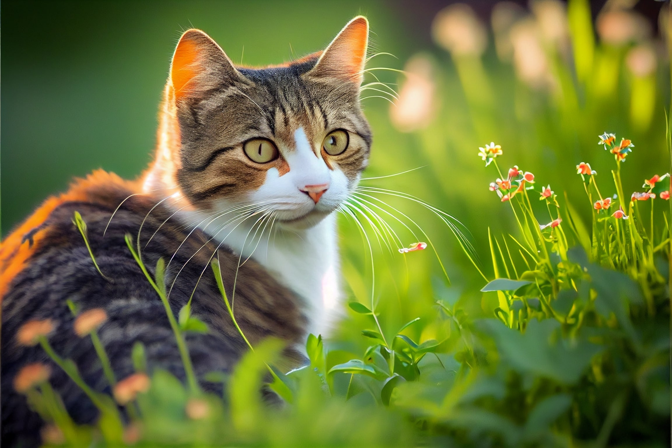 digitaldoodles a photo of a cute cat playing in the green field 55e77dd6 a190 41d3 842a b6d871096b57 851