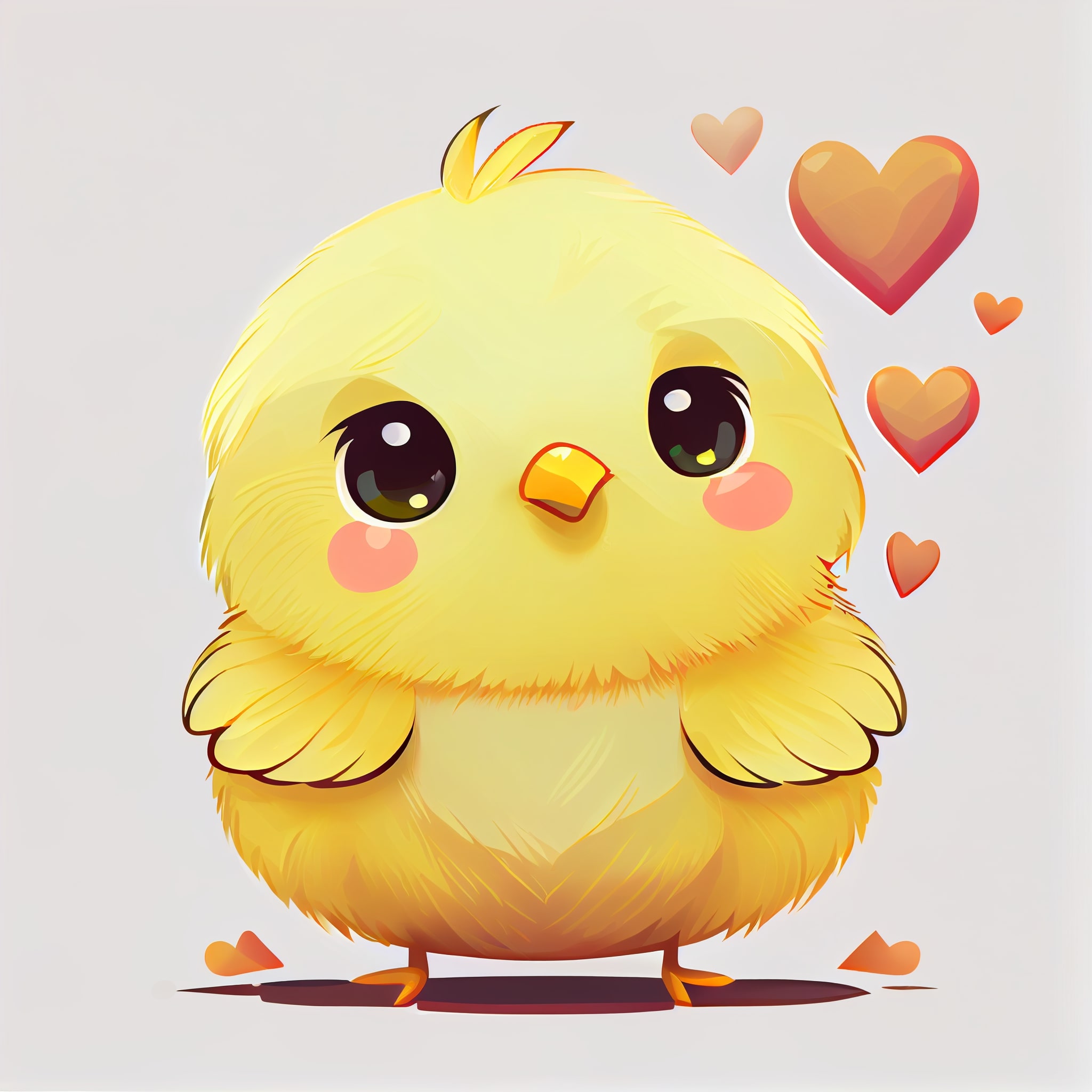 Cute little yellow bird with big eyes.