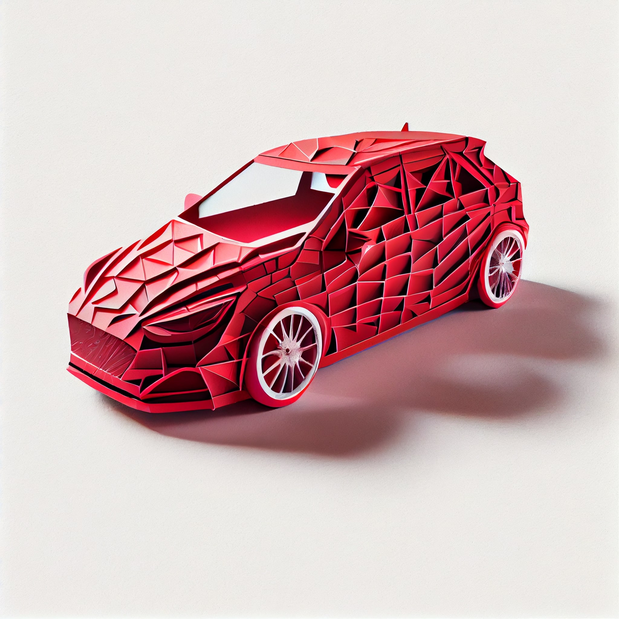 Red paper model of a sports car.