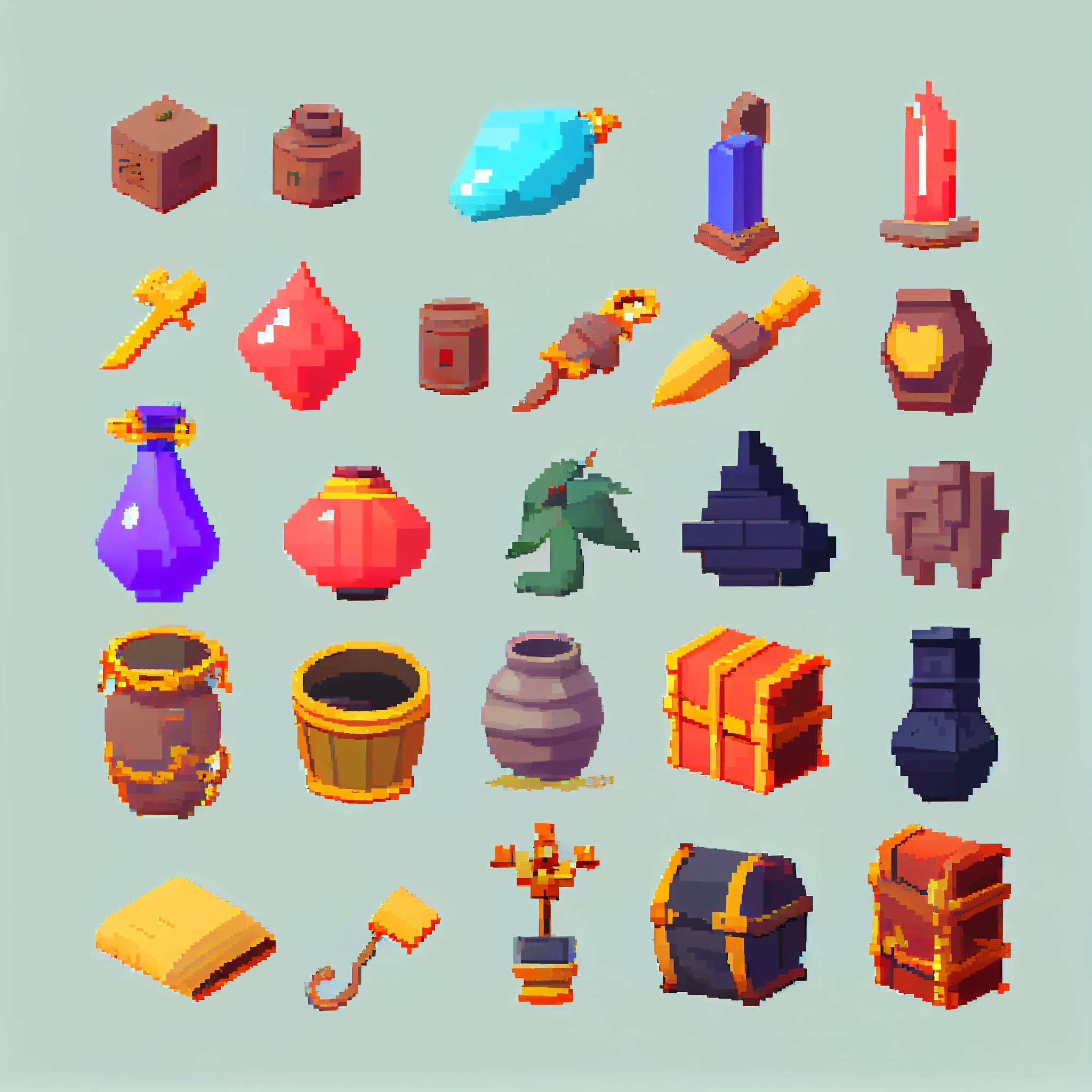 Bunch of different objects that are on a blue background.