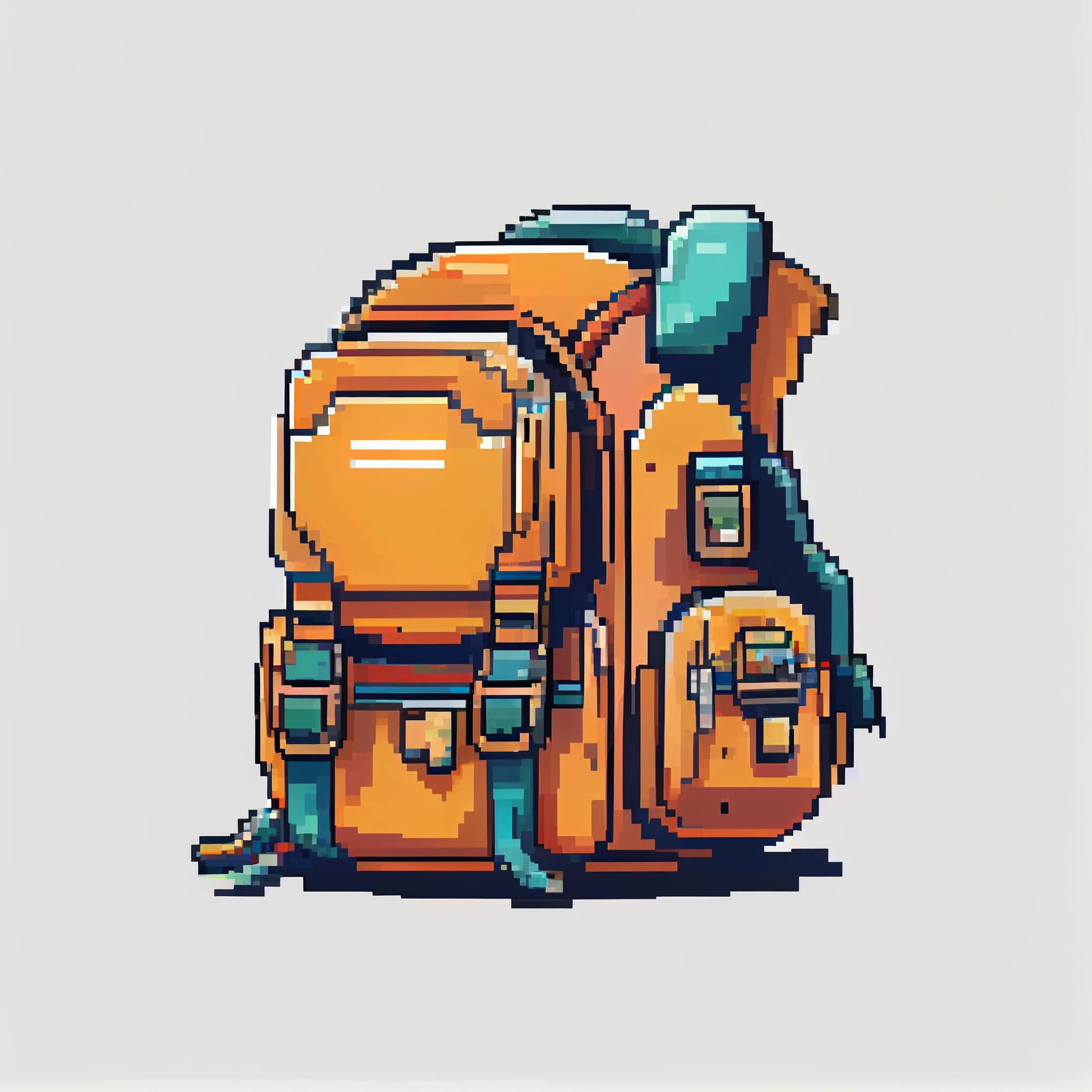 Pixel art picture of a yellow backpack.