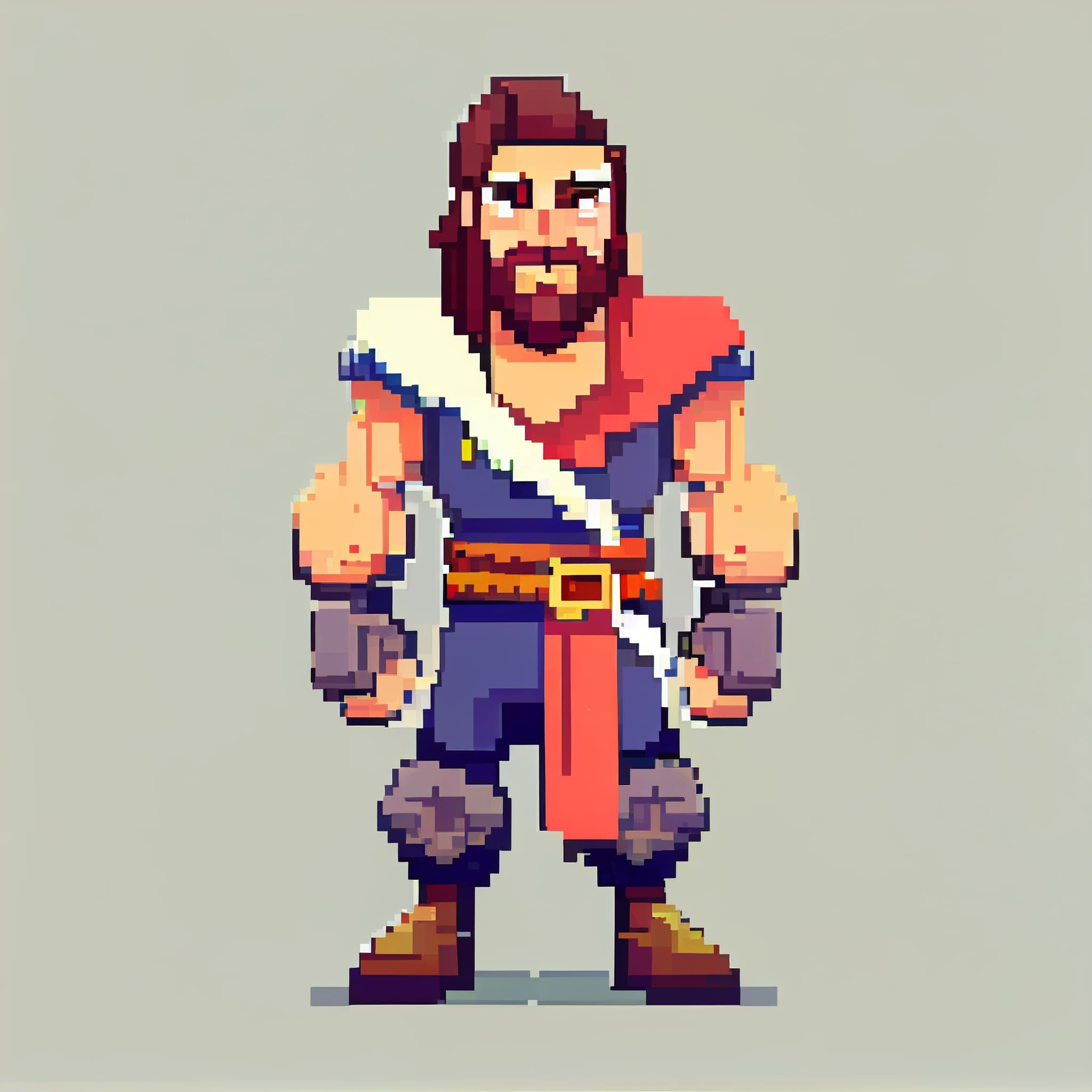 Pixel art picture of a man with a sword.