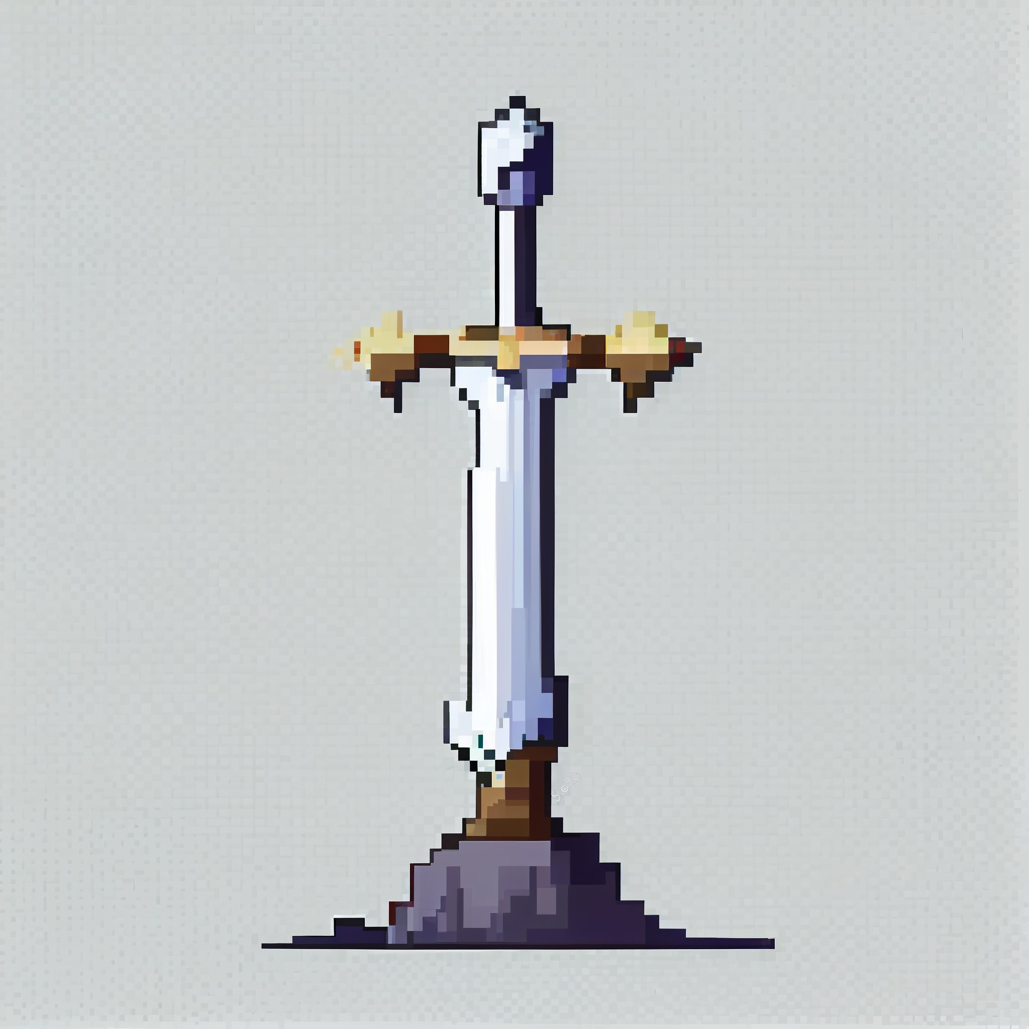 Pixelated sword with two swords on top of it.