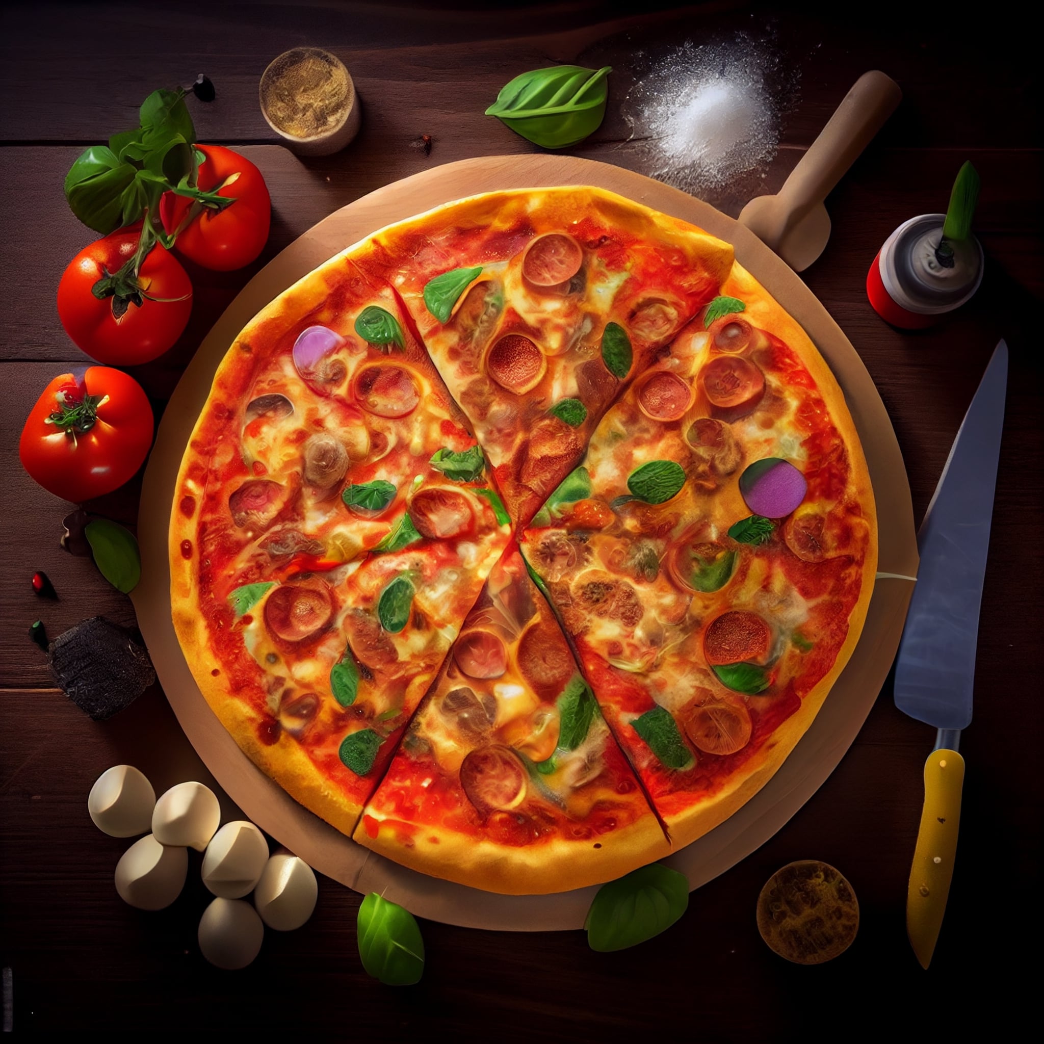 digitaldoodles realistic food photography pizza top view photor bb66ee72 719a 4f29 9d30 34d0689274dd 540