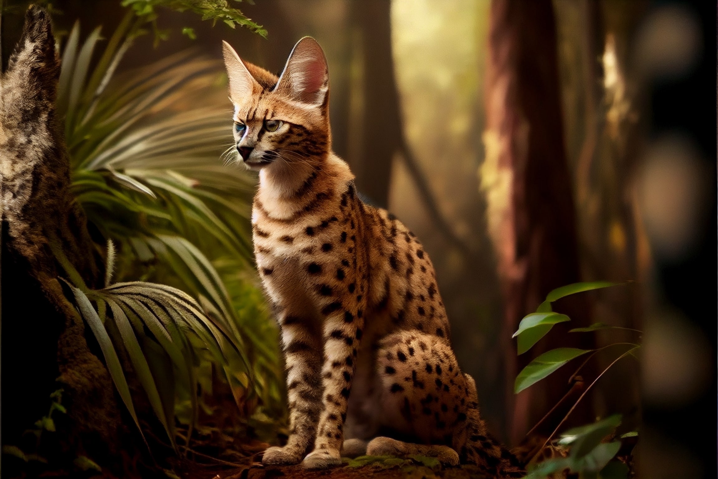 digitaldoodles realistic photography a serval cat in the forest 150c1174 5873 41a6 9657 b5f47adaec25 230