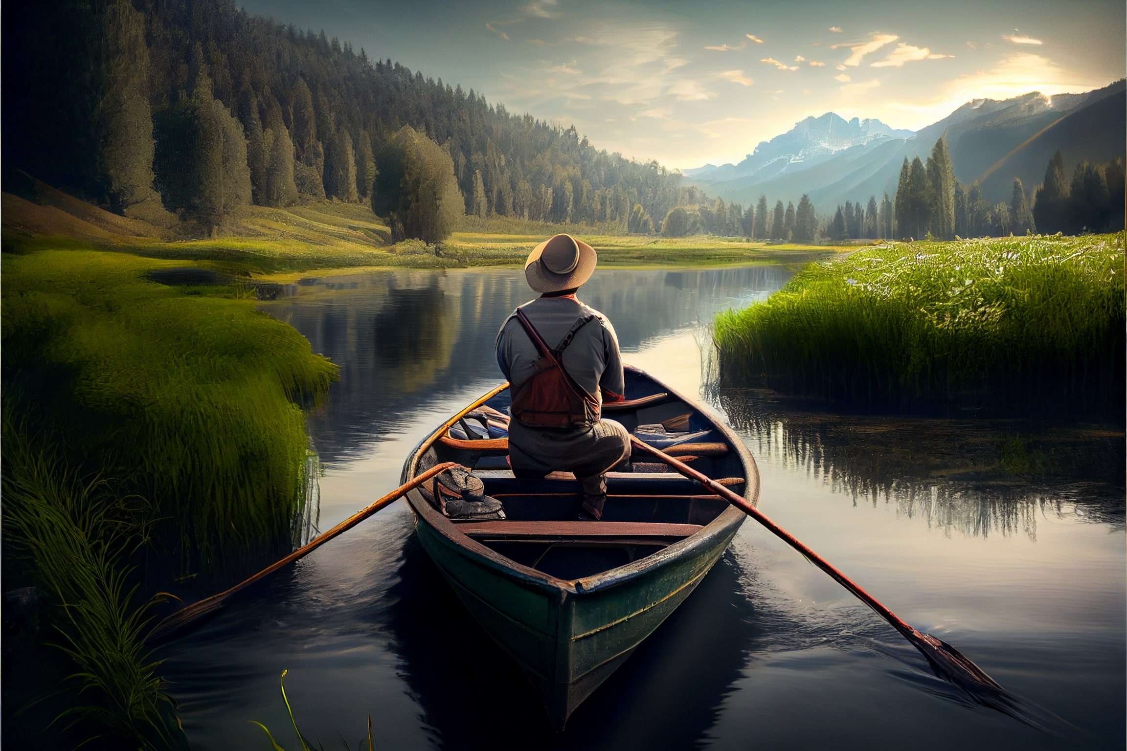digitaldoodles realistic wide shot photography man in a boat fi 5ad89c6a 293d 4464 9ae8 8b19651f6d65 641