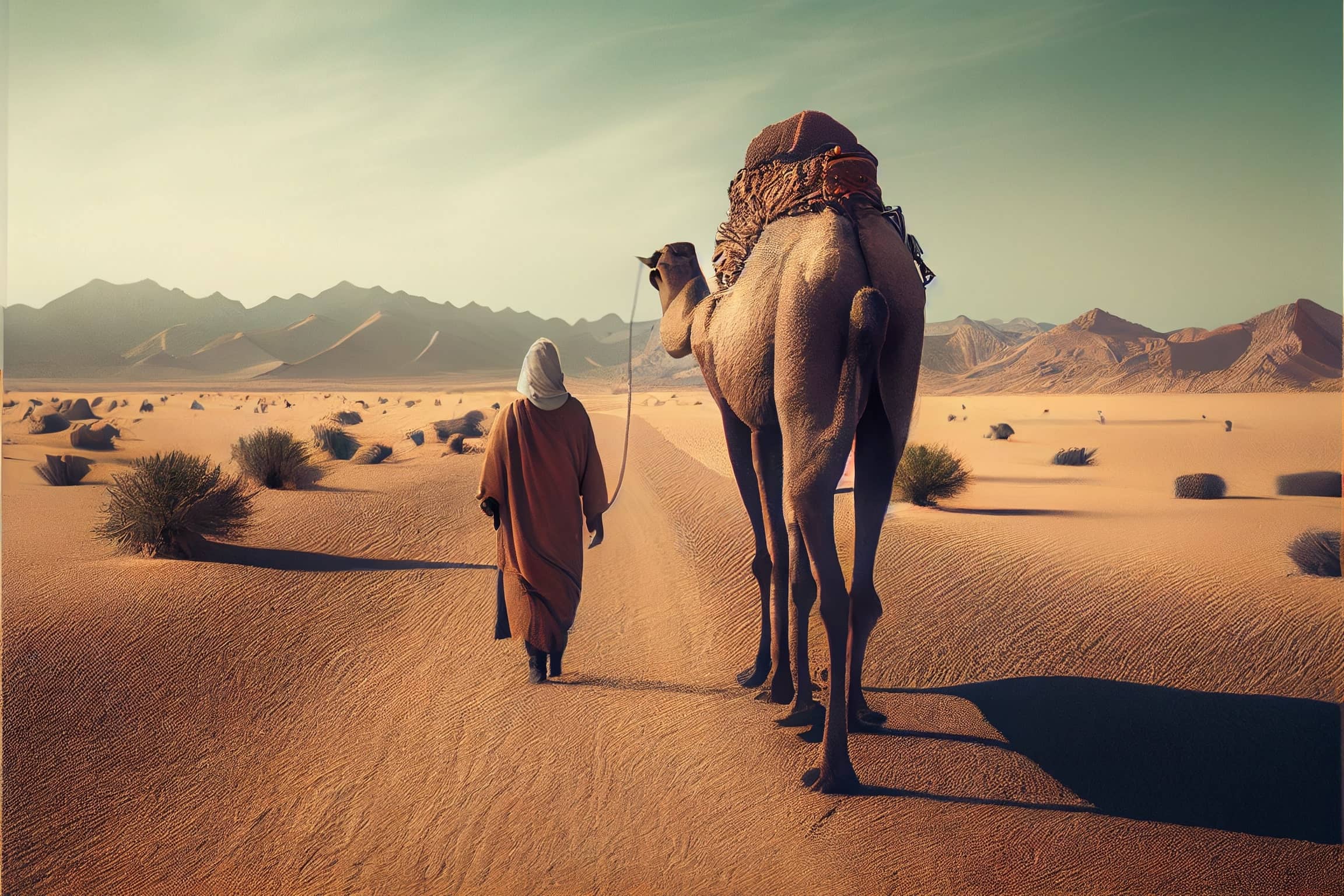 digitaldoodles realistic wide shot photography man with camel w a8892089 2a3a 43d7 8a13 2d4a903cb1b0 min 533