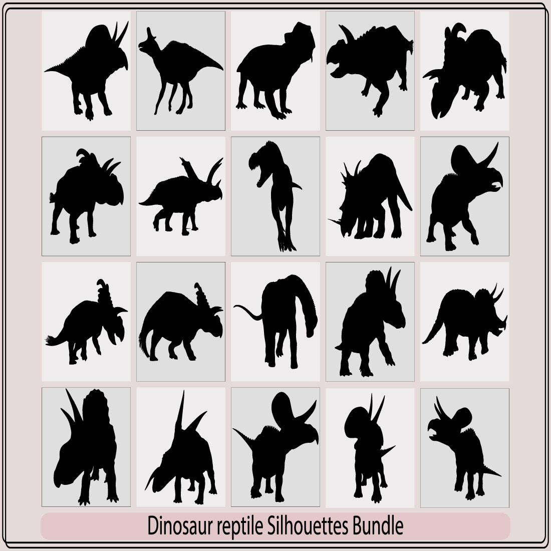 Dinosaurs and Jurassic dino monsters icons,Set silhouettes of dinosaurs,Dinosaur t-rex silhouettes set cover image.