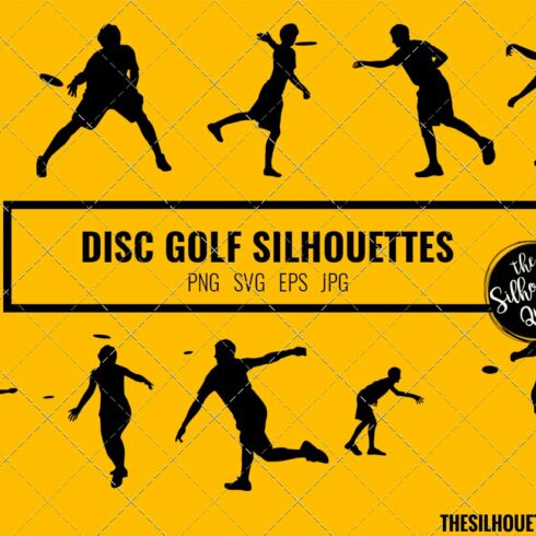 Disc golf silhouette vector cover image.