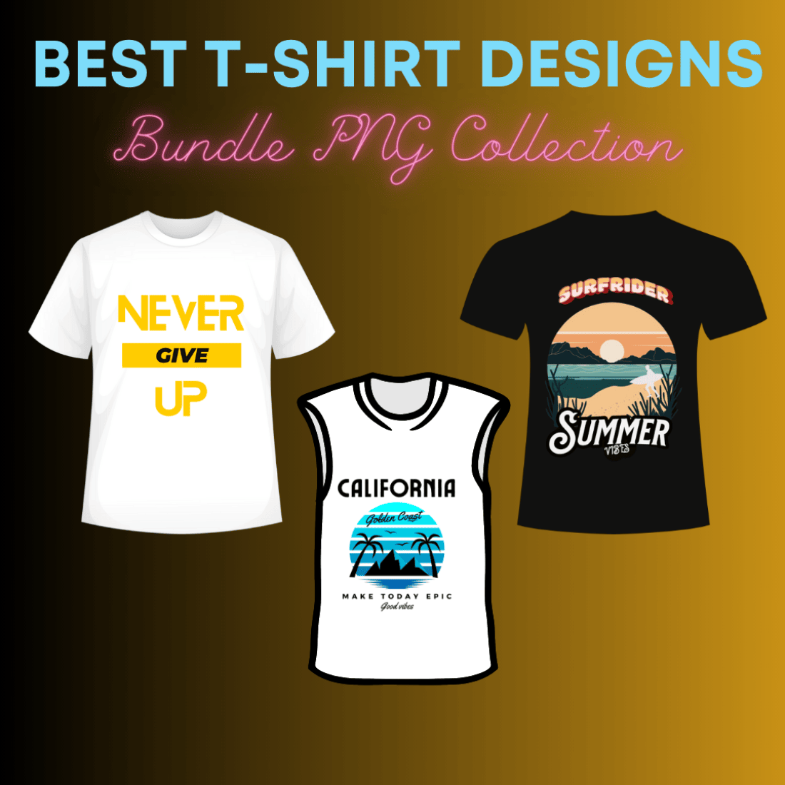 3 Best T-shirt Designs Bundle PNG Collection cover image.