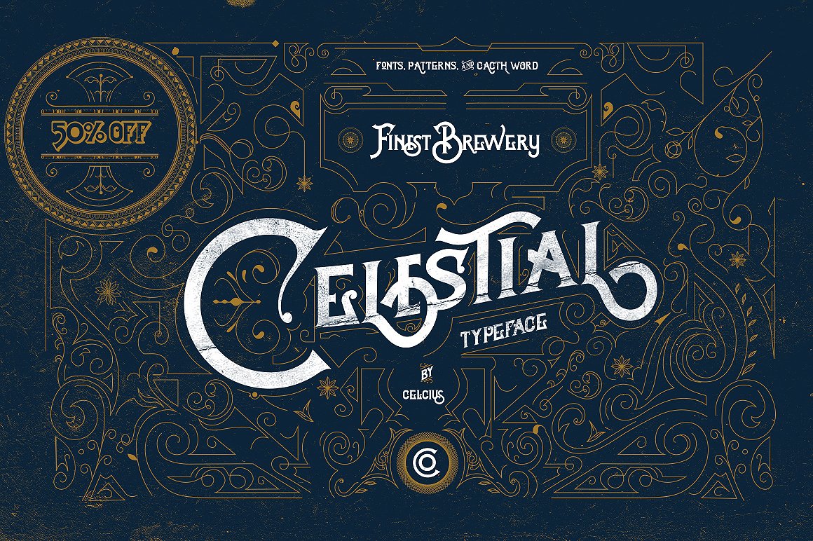 Celestial Fonts & Vintage Pattern cover image.