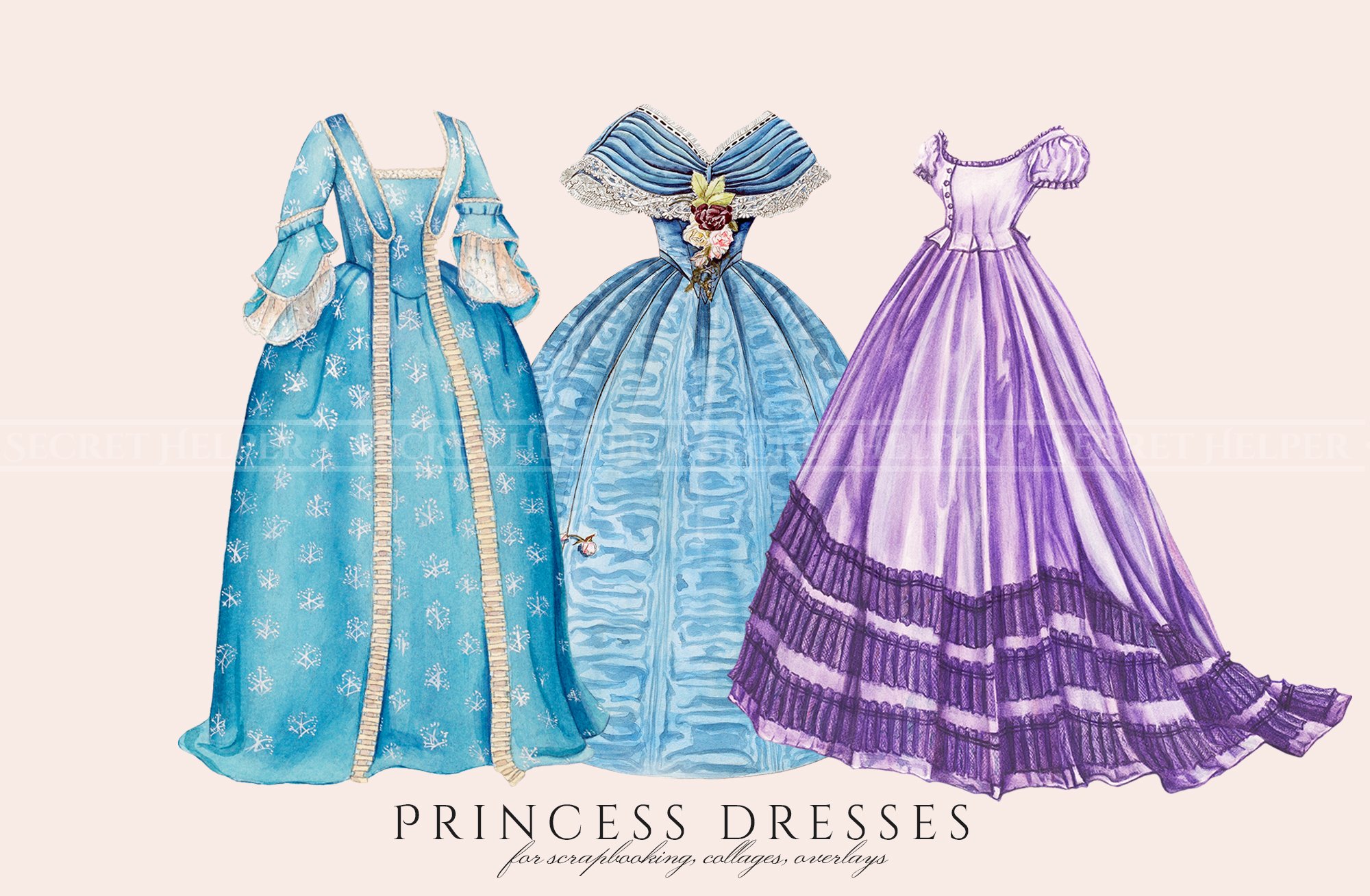 Beautiful Princess Dress Clipart Graphic by Adithye's · Creative Fabrica
