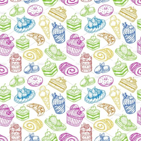 Seamless pattern made of pastry or cover image.