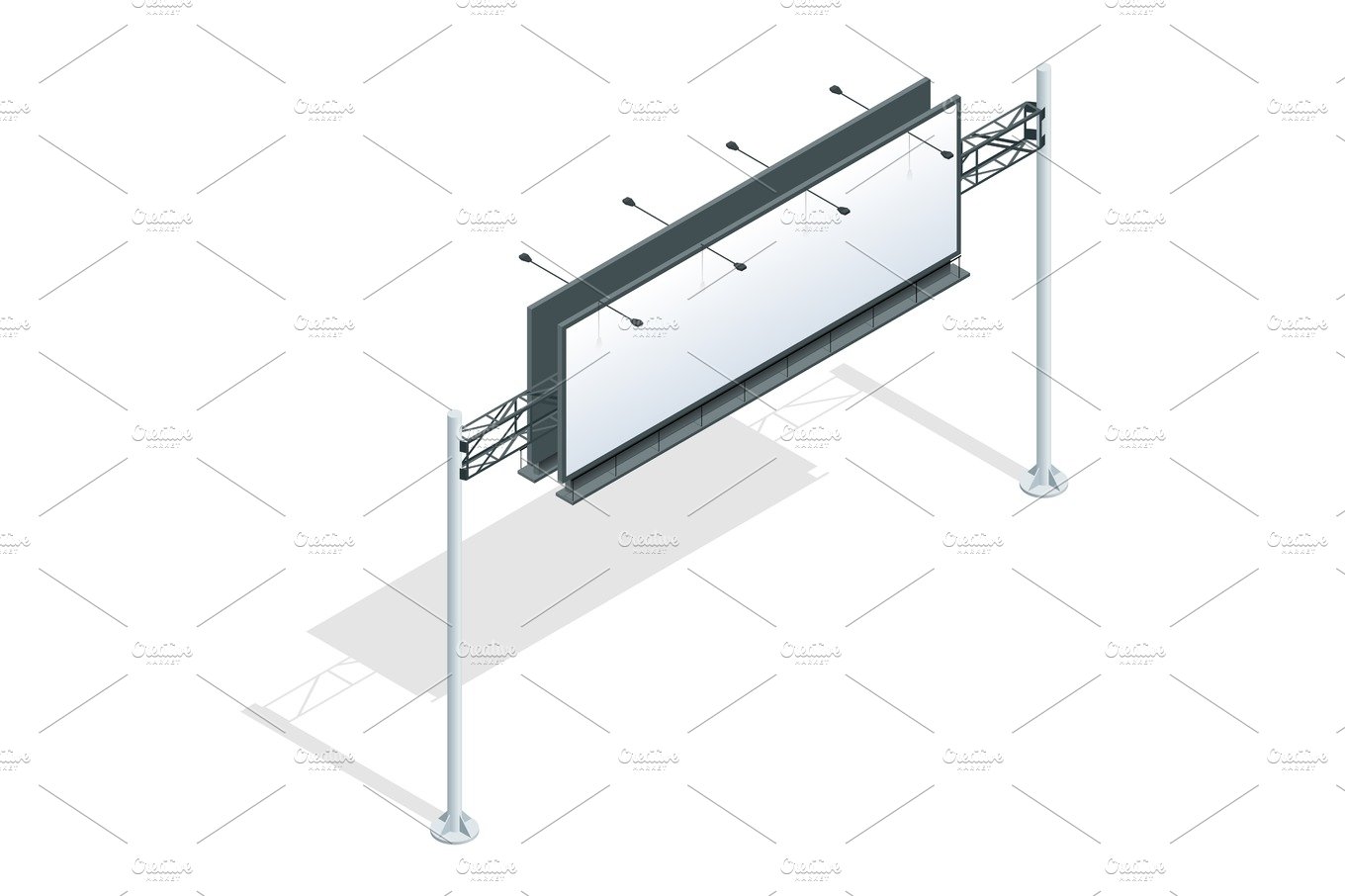 Billboard isometric. Different perspectives advertising construction for ou... cover image.