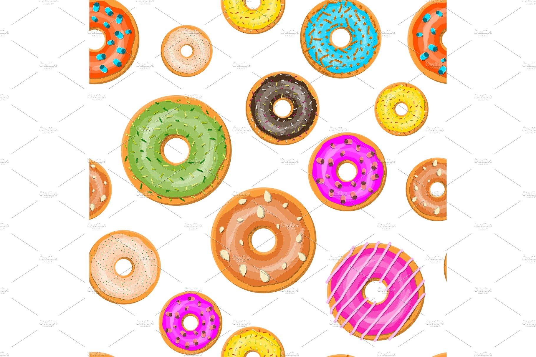 Seamless donut cake set pattern. cover image.