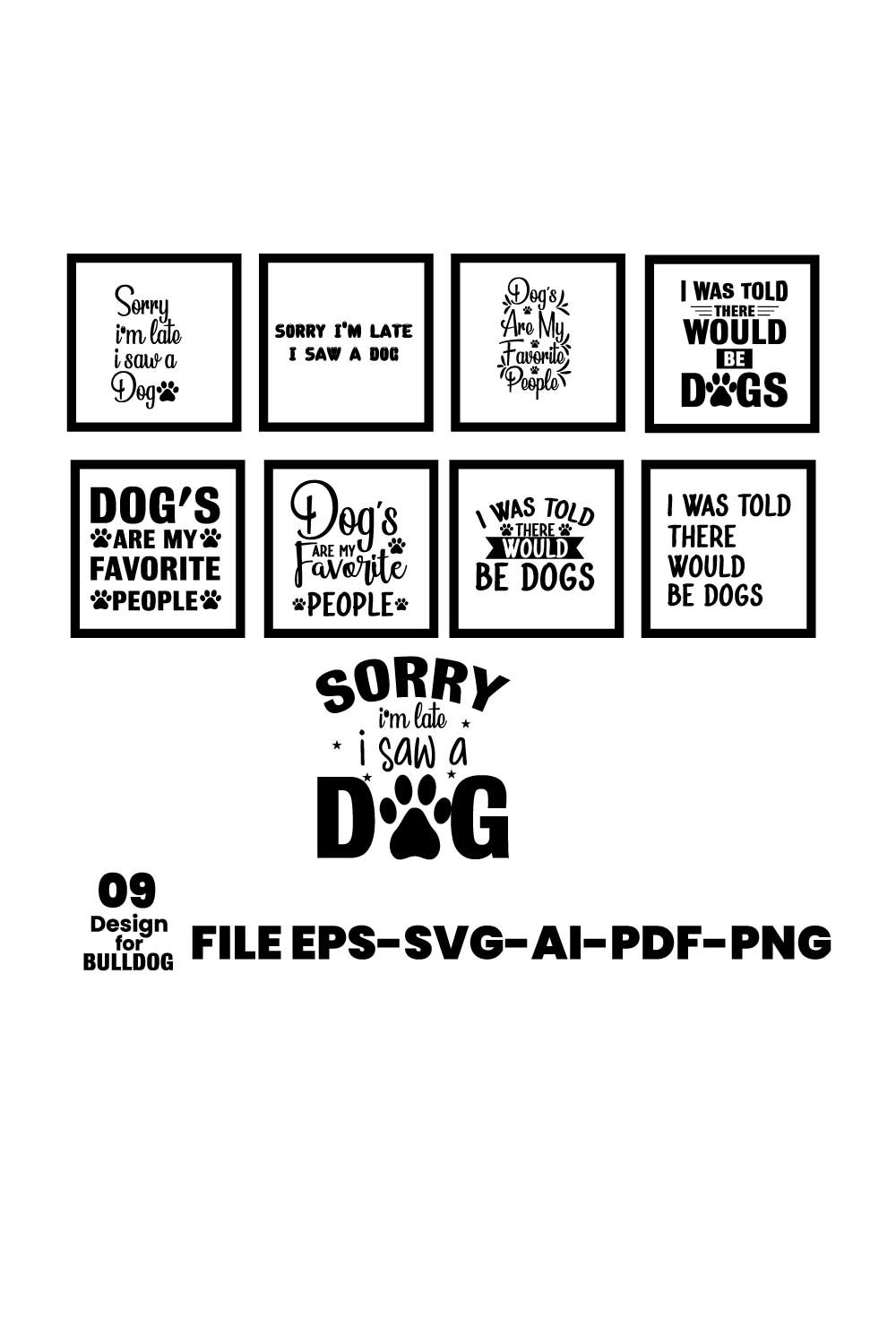 Dog tshirt bundle SVG /Ai/EPS / PDF / PNG dogs pinterest preview image.