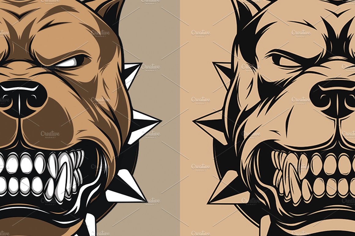 Head angry pitbull in vintage monochrome style Vector Image
