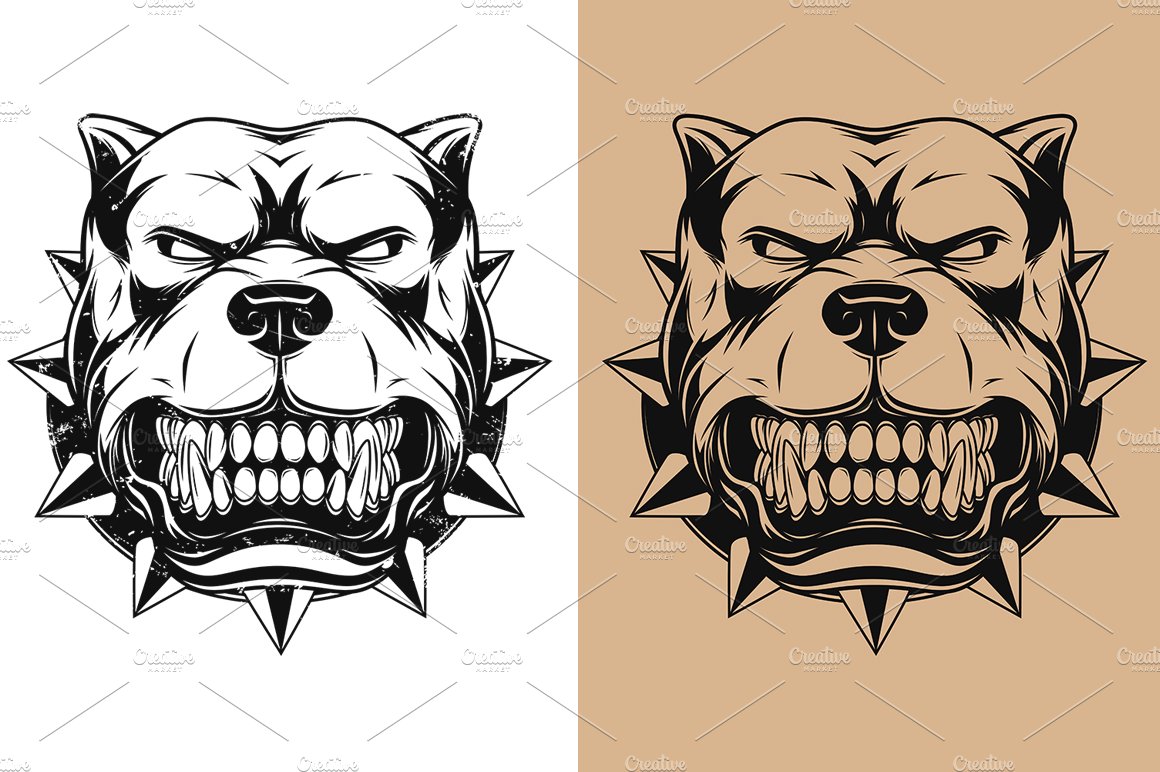 Vector illustration Angry pitbull preview image.