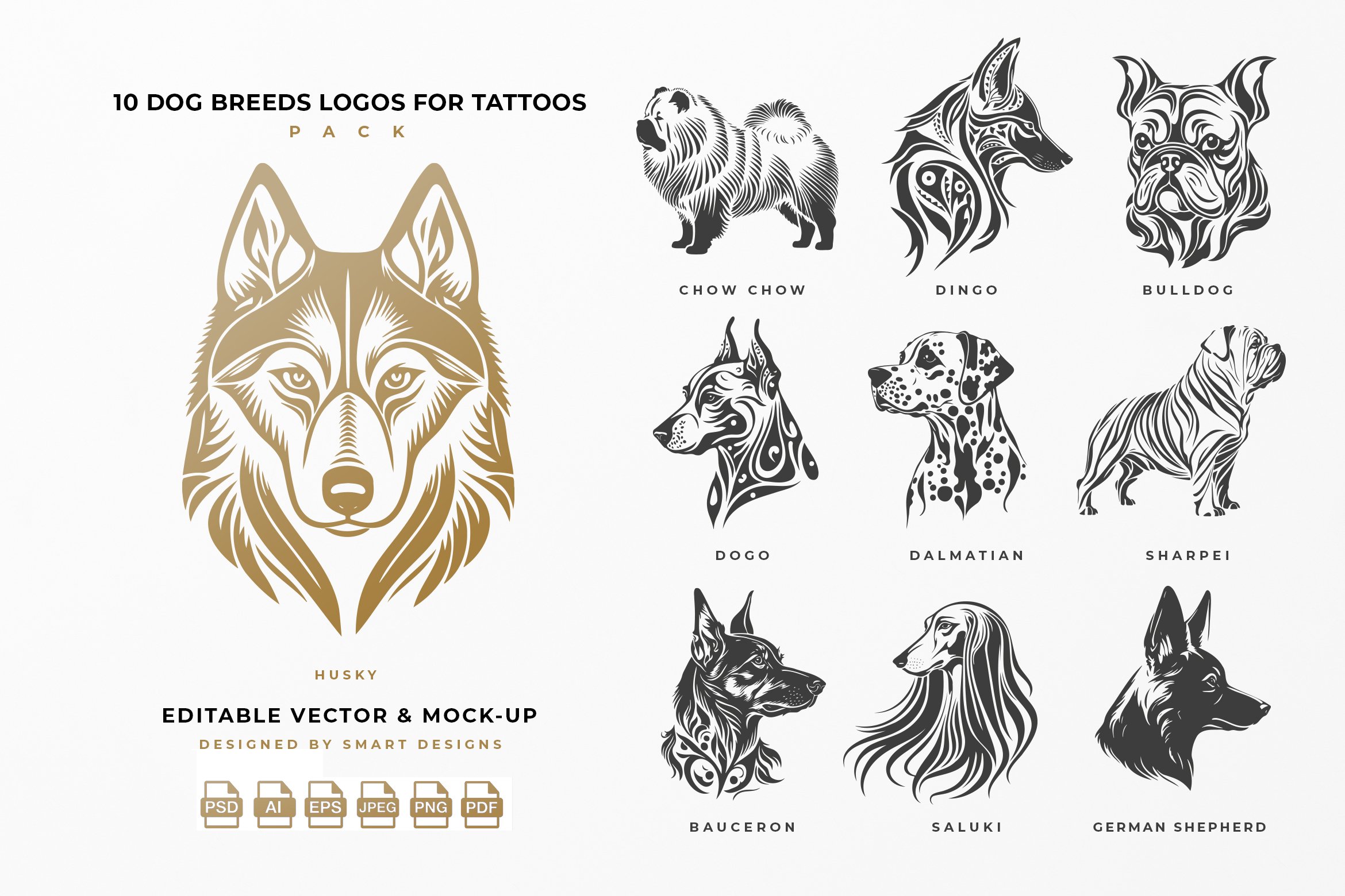 dog breeds logos for tattoos pack x10 275