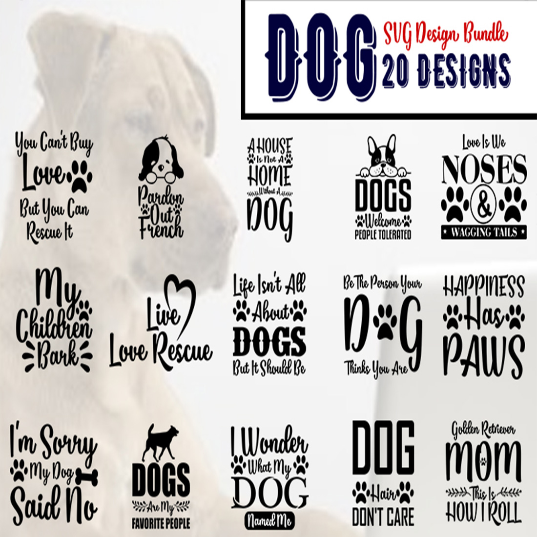 Dog Bundle SVG cover image.