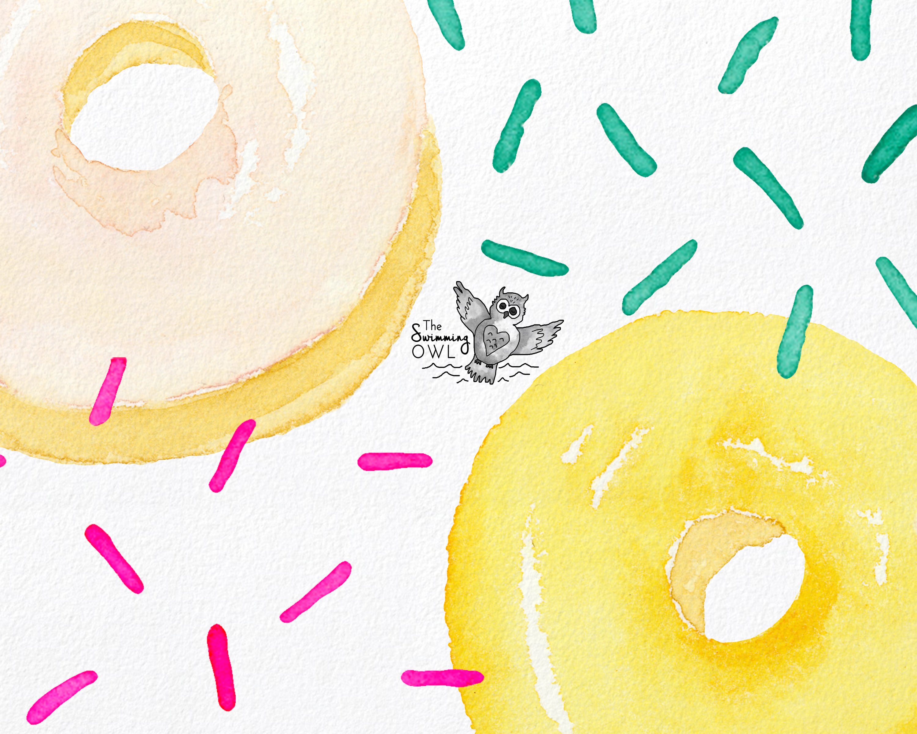 Donut Clipart Watercolor Graphics preview image.